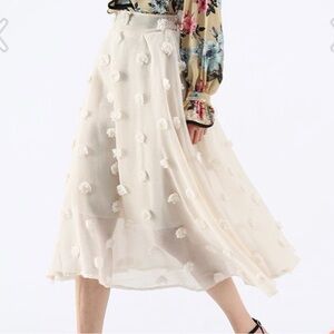 Chicwish Cream Textured A-Line Skirt